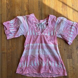 Tramp Pink and White Patterned Blouse